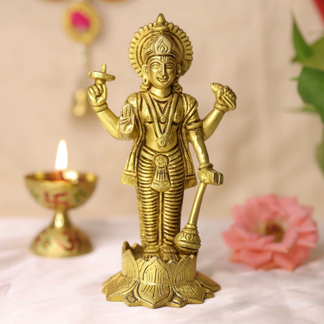 Brass Standing Vishnu Idol