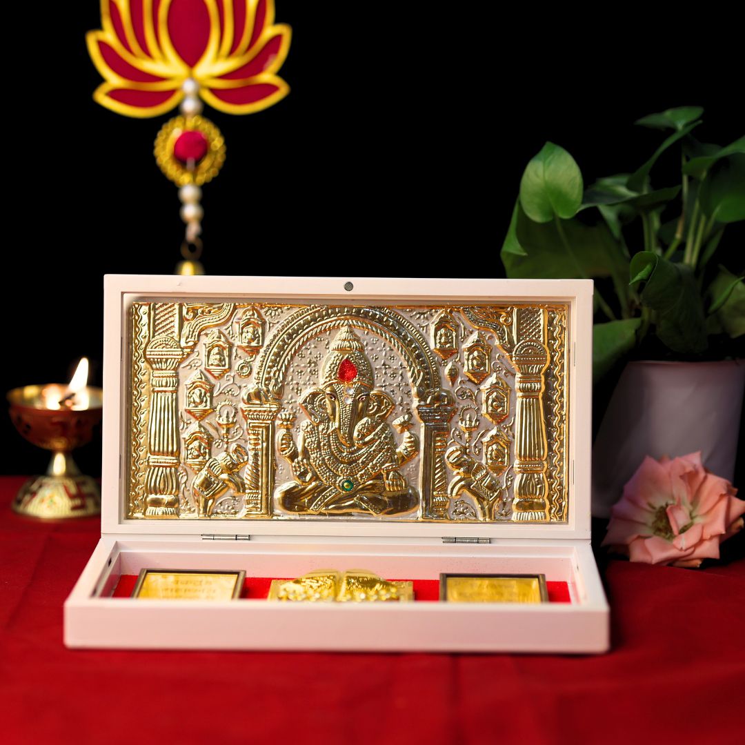 Divine Ganesha Pocket Temple - Gold & Silver Plated