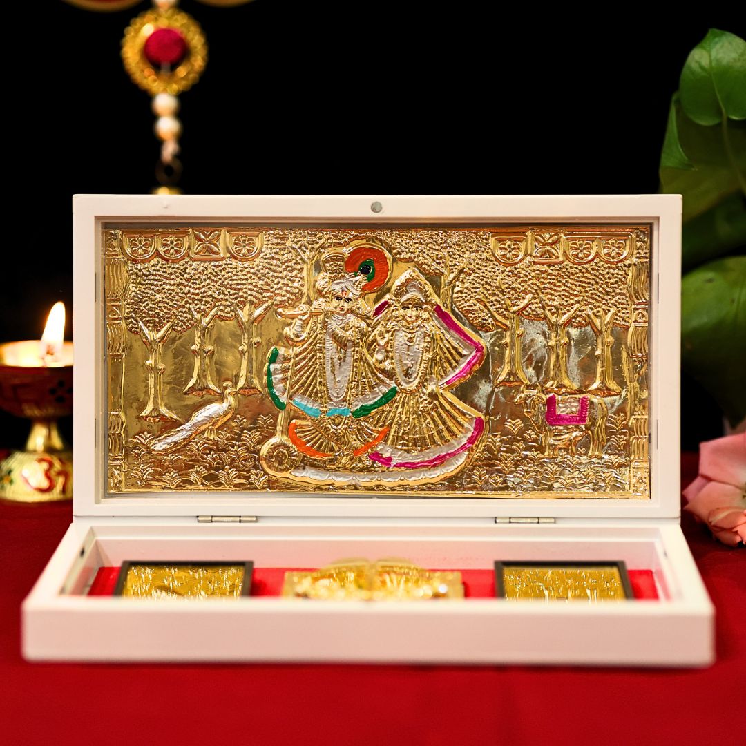 Divine Radha Krishna Pocket temple- Gold & Silver platted