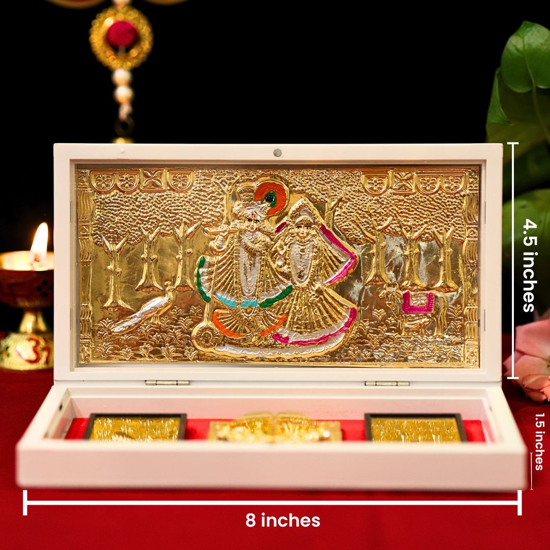 Divine Radha Krishna Pocket temple- Gold & Silver platted