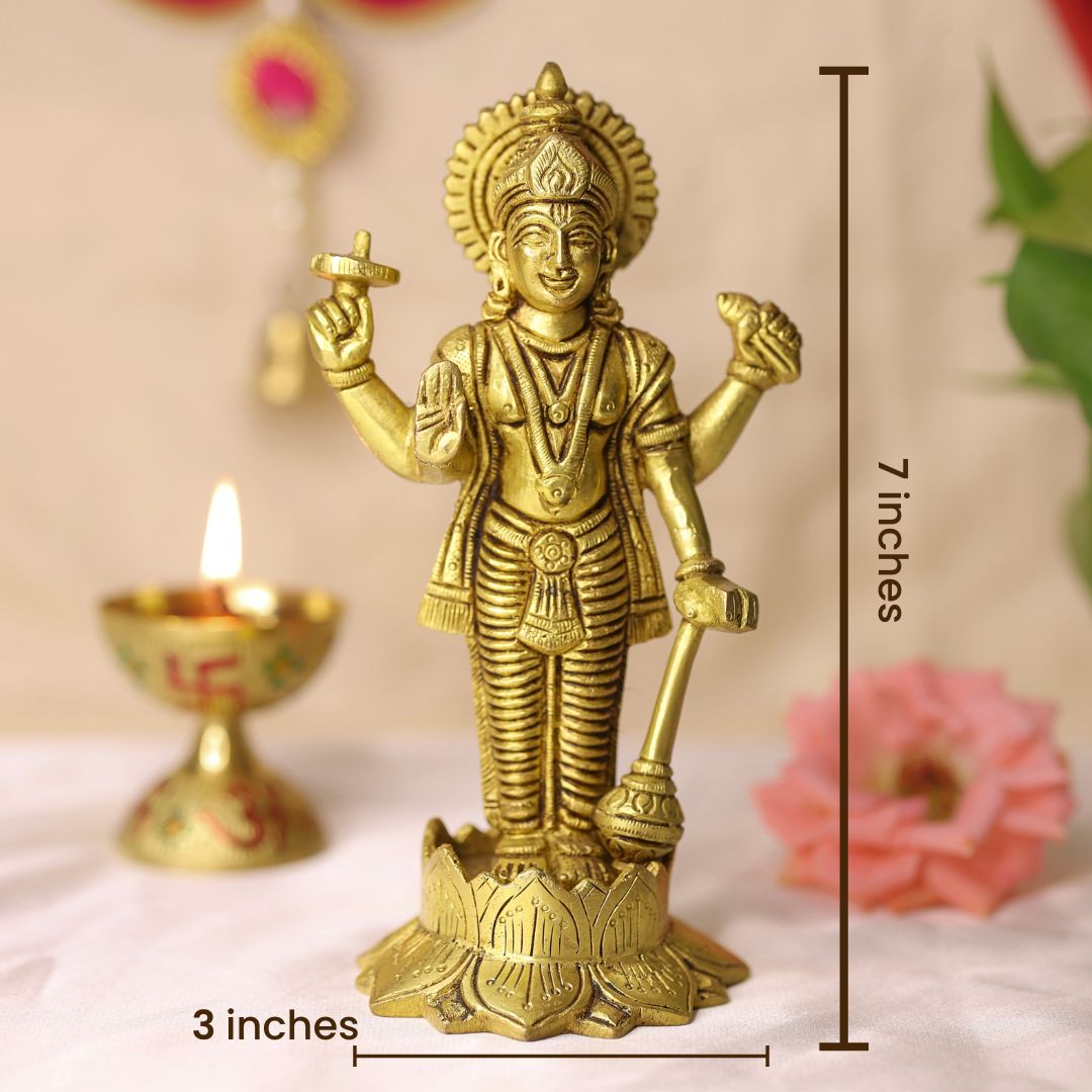 Brass Standing Vishnu Idol