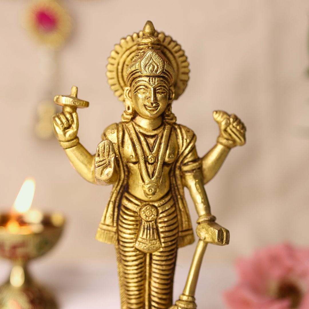 Brass Standing Vishnu Idol