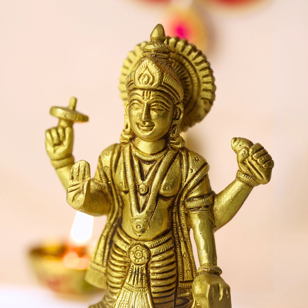 Brass Standing Vishnu Idol