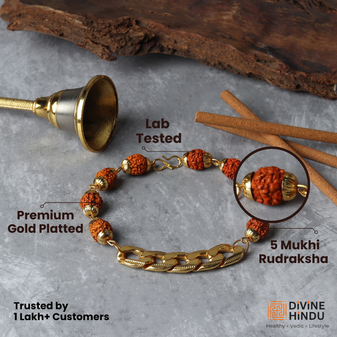 Gold Plated Rudraksha Chain Bracelet