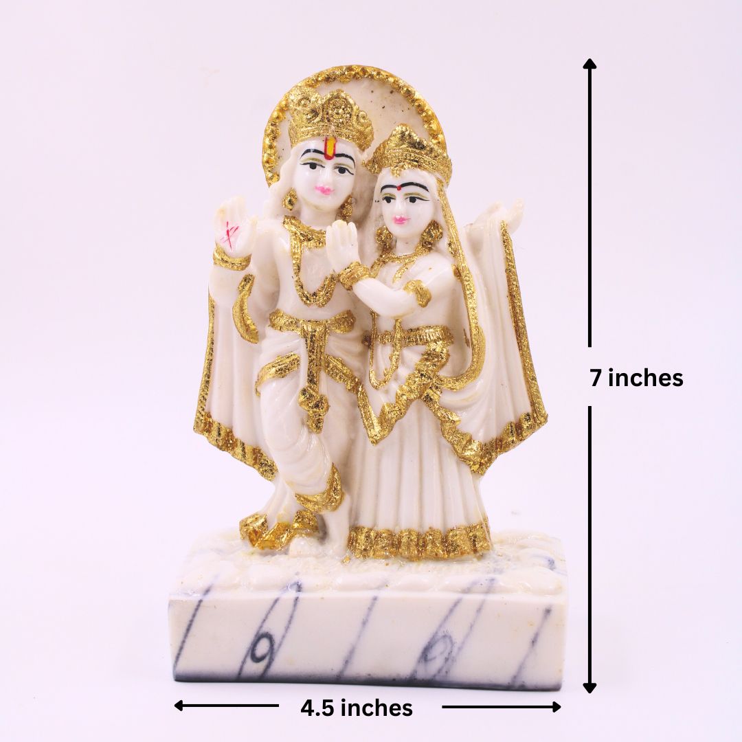 Lord Krishna and Radha Divine Idol - Marble Finish