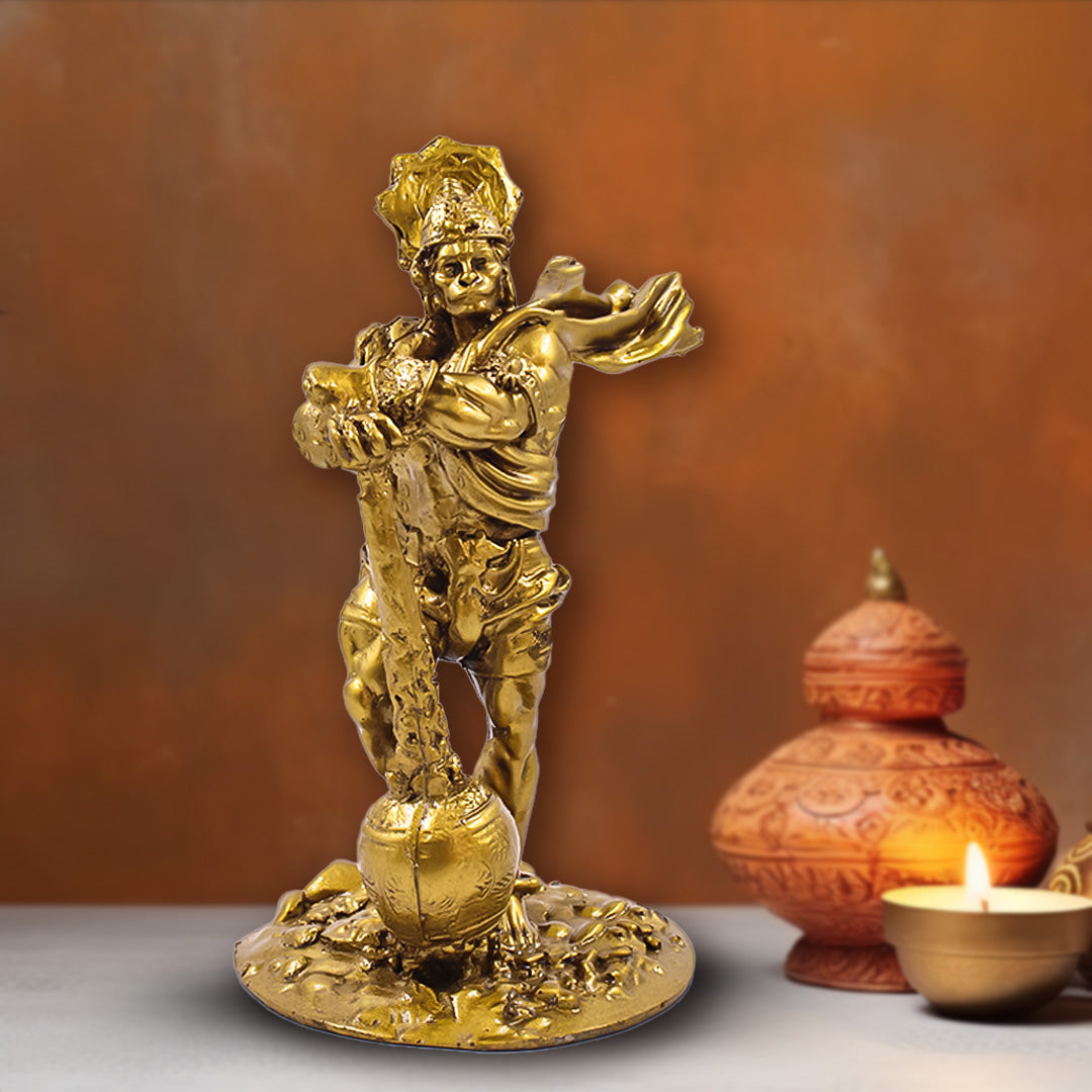 Lord Hanuman divine Idol with Gada - Bronze Finish