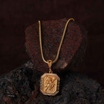 Shiny gold chain necklace with Hanuman charm