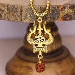 Wearing a Gold Plated OM Shiva Trishul Pendant