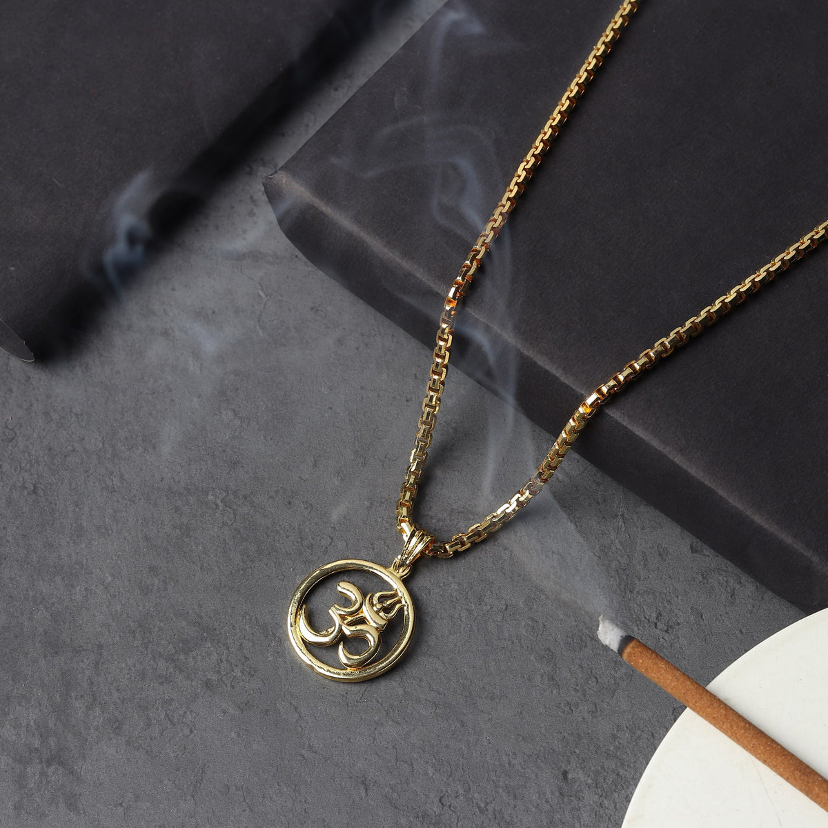 Wearing Gold Plated Om Necklace