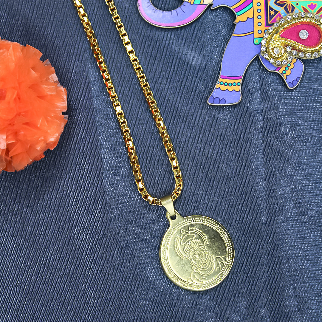 Gold Plated Hanuman Ji Coin Necklace