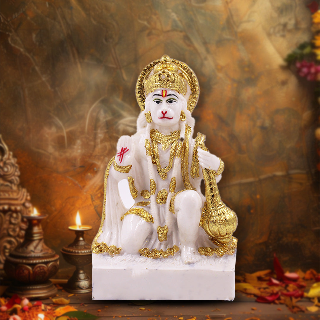 Lord Hanuman Divine Idol - Marble Finish