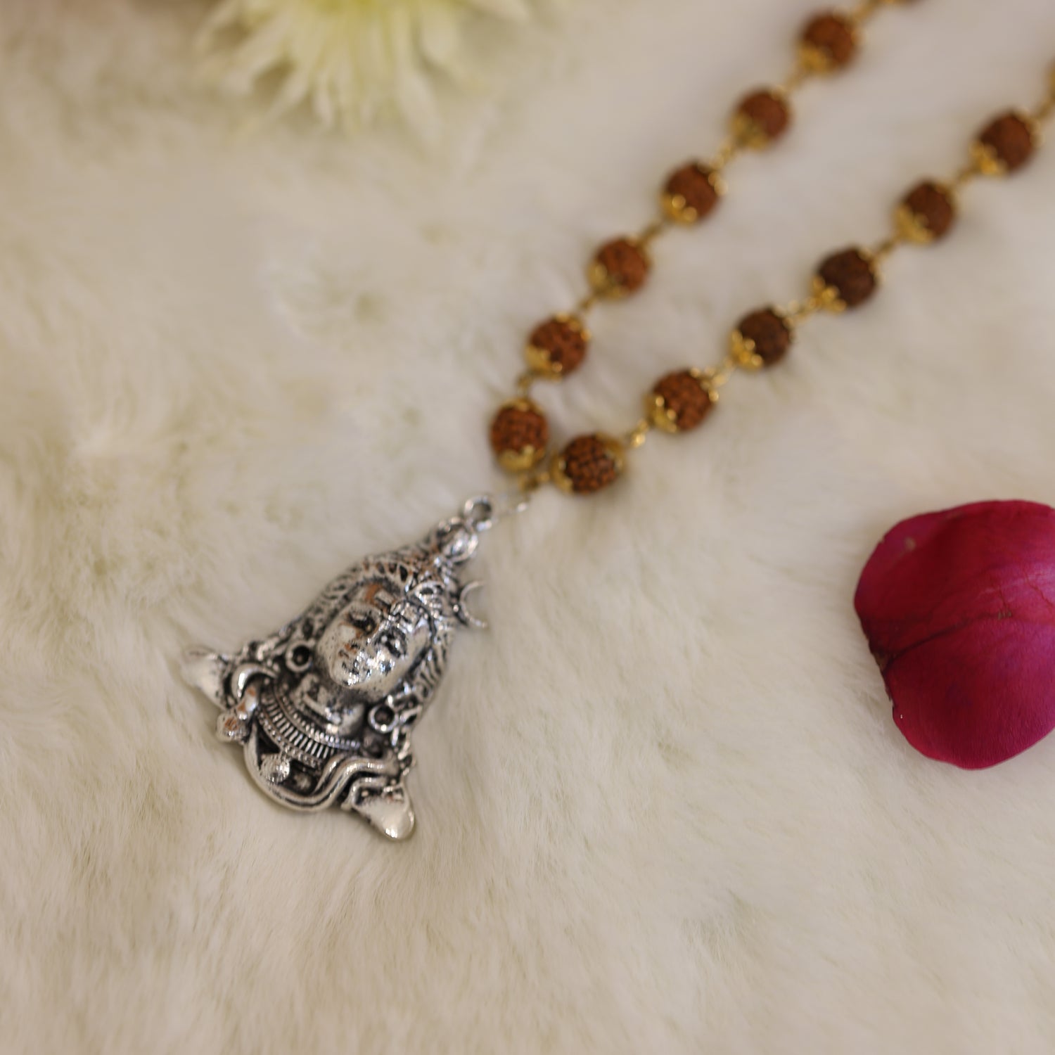 Gold-Plated Shiva Adi Yogi Rudraksha Necklace