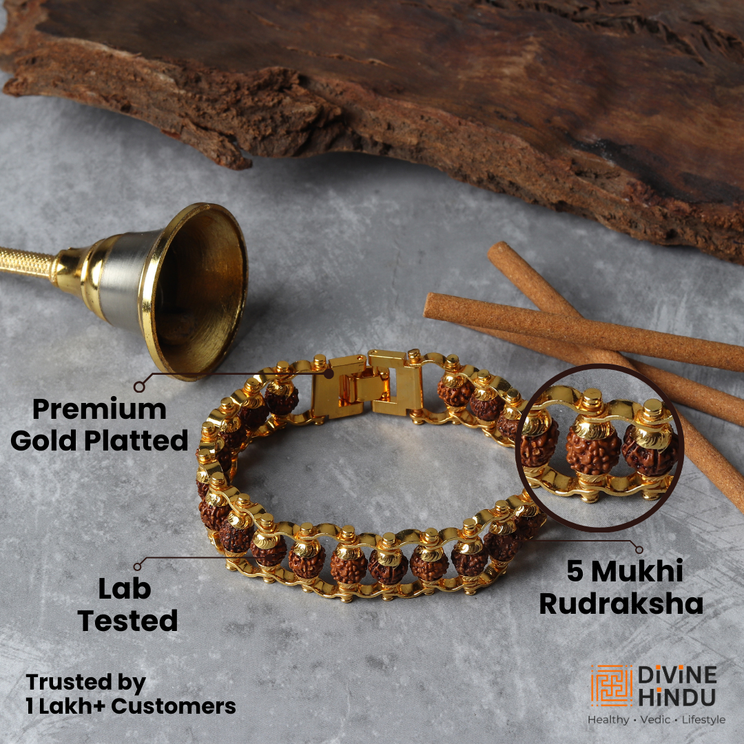 Gold Plated Premium Rudraksha Chain Bracelet