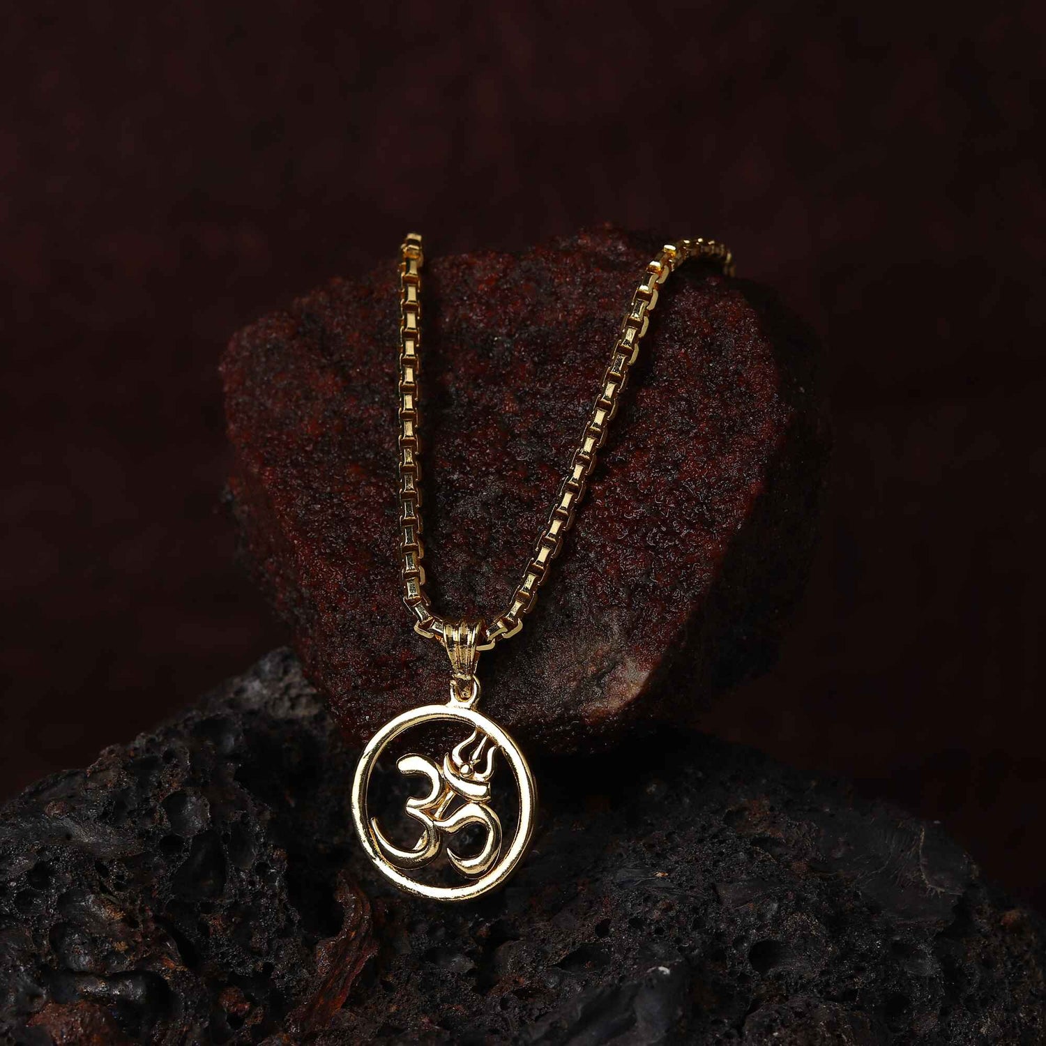 Gold Plated Om Circle Pendant Necklace as a Gift