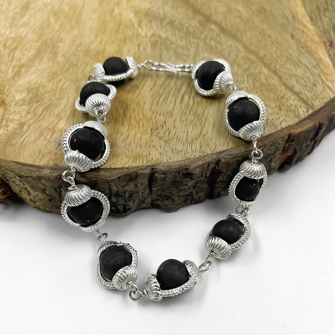 Karungali Malai Bracelet with Silver Cap with Govt. Certification