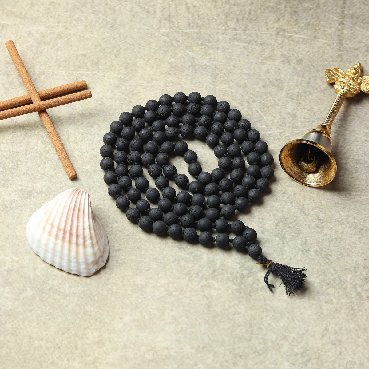  Full view of Lava Stone 108 Beads Jaap Mala