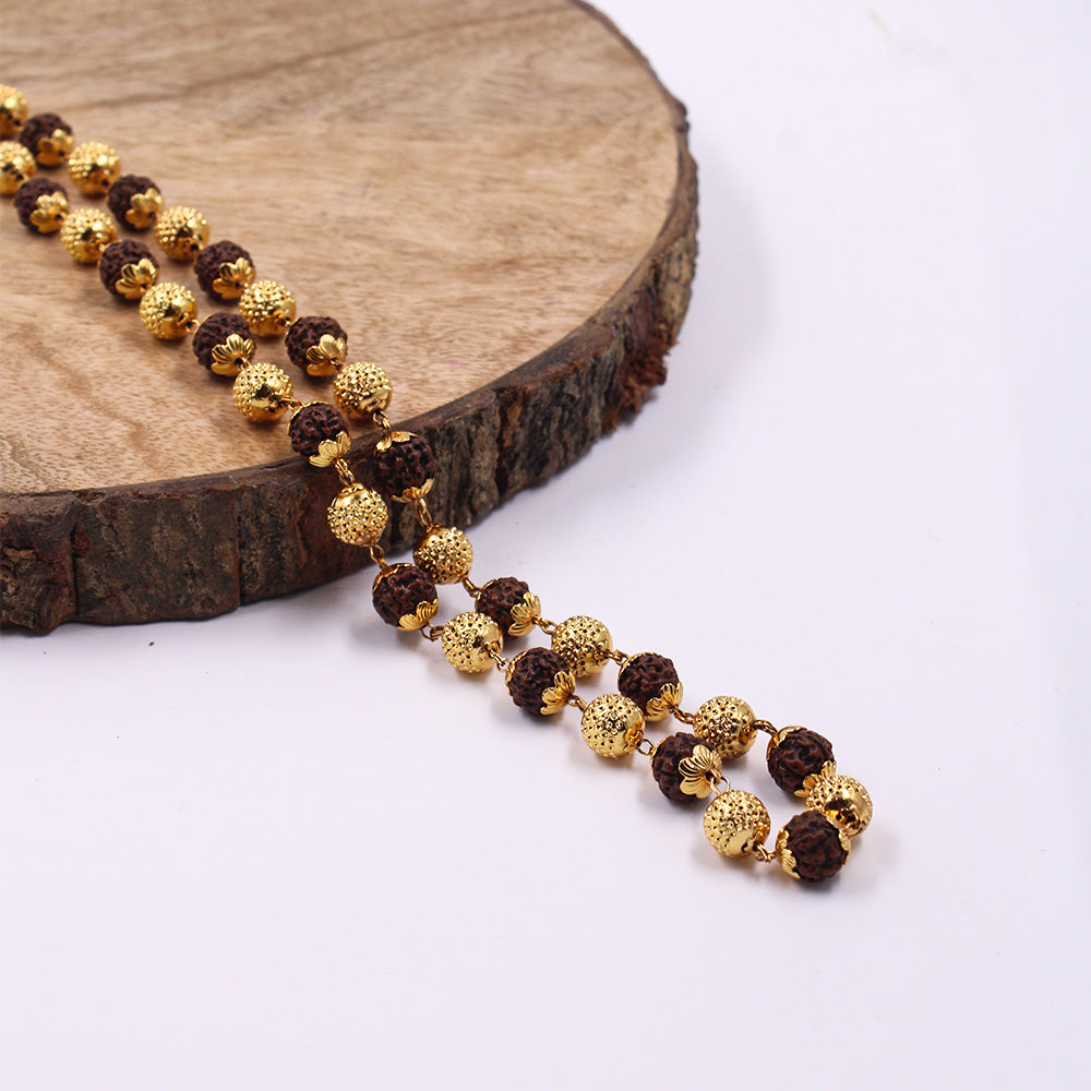 Gold Plated Rudraksha Mala (27 Rudraksha Beads)