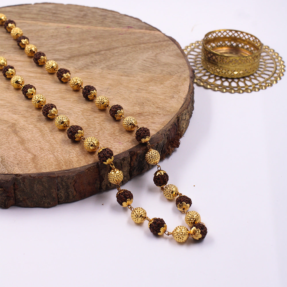 Gold Plated Rudraksha Mala (27 Rudraksha Beads)