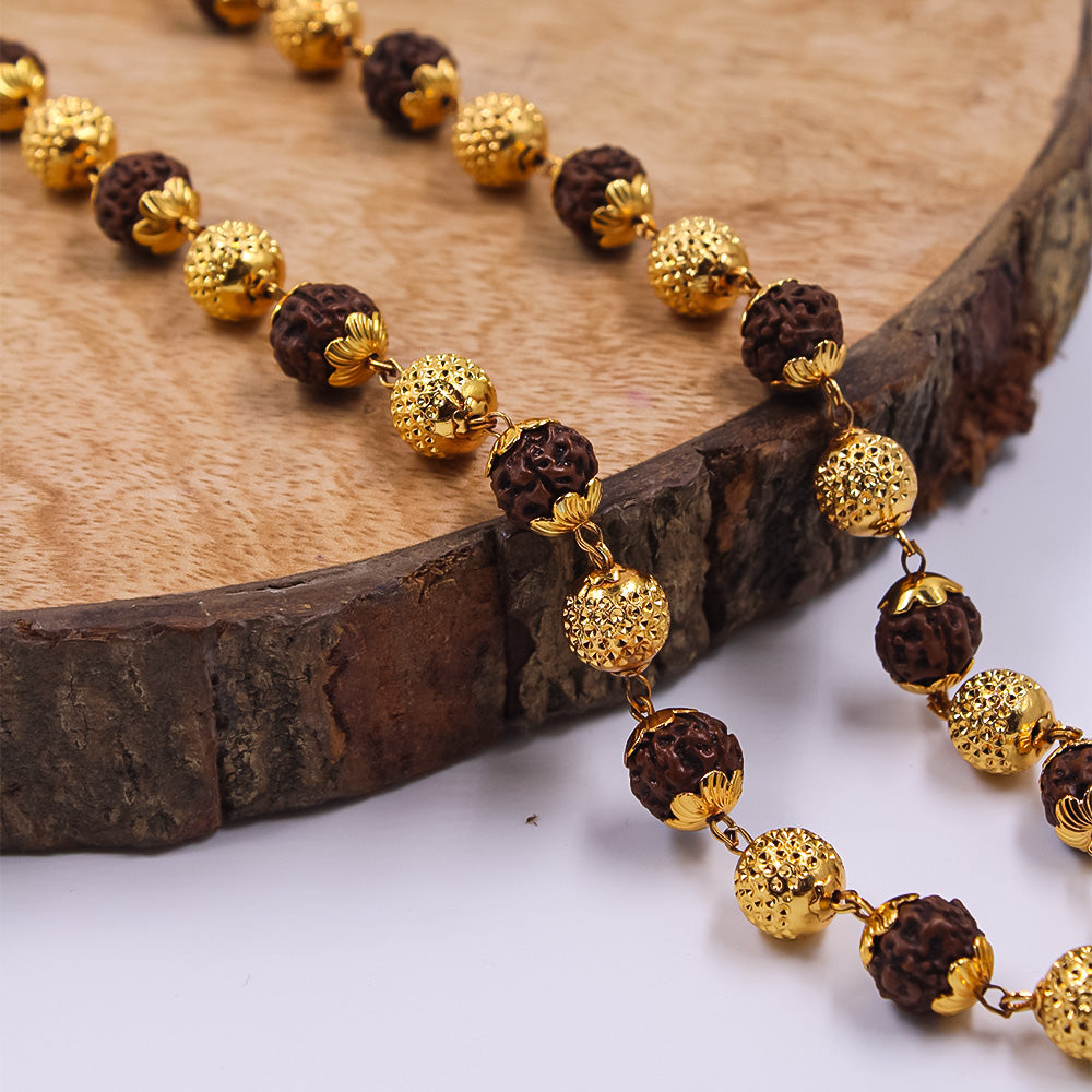 Gold Plated Rudraksha Mala (27 Rudraksha Beads)