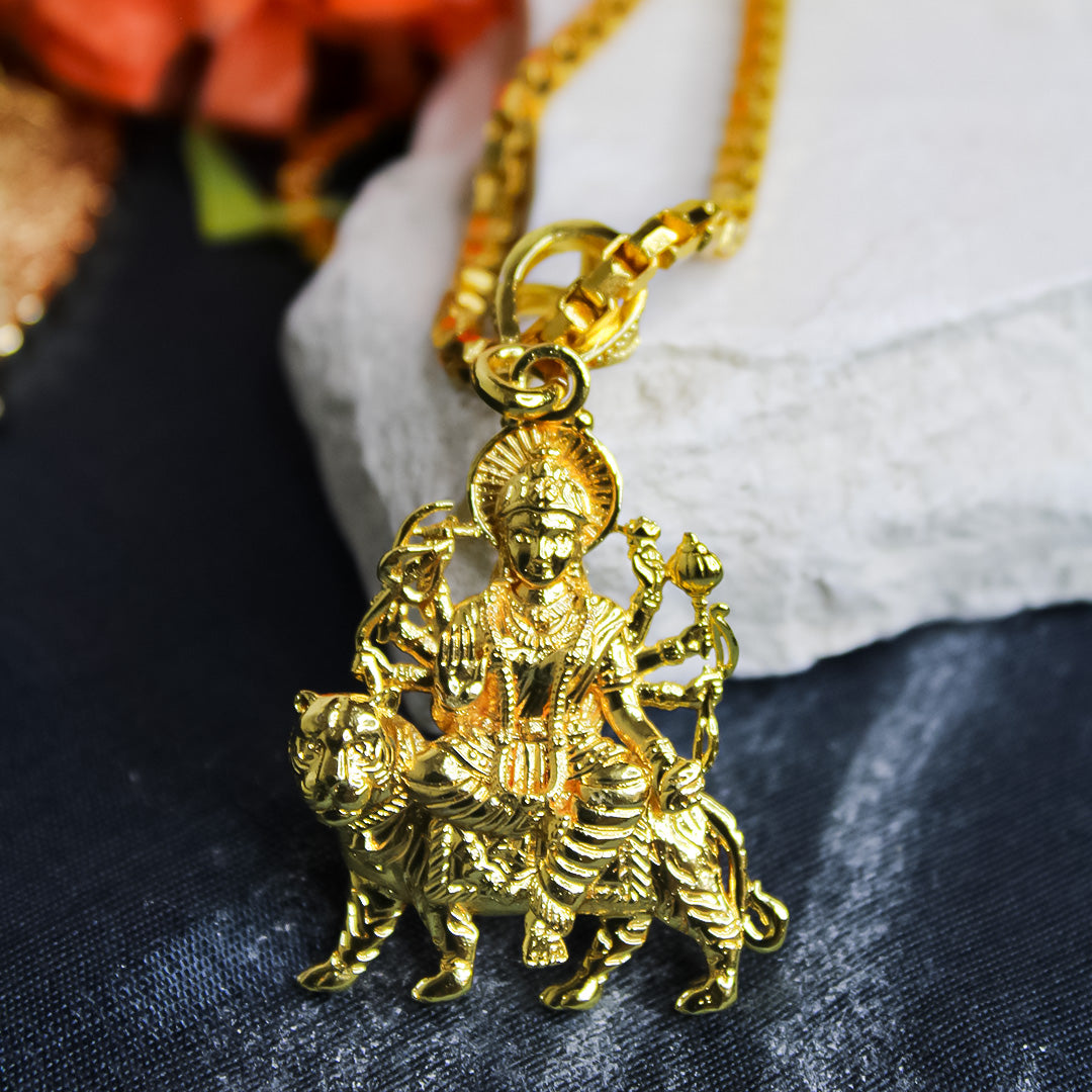 Gold Plated Maa Durga Pendant