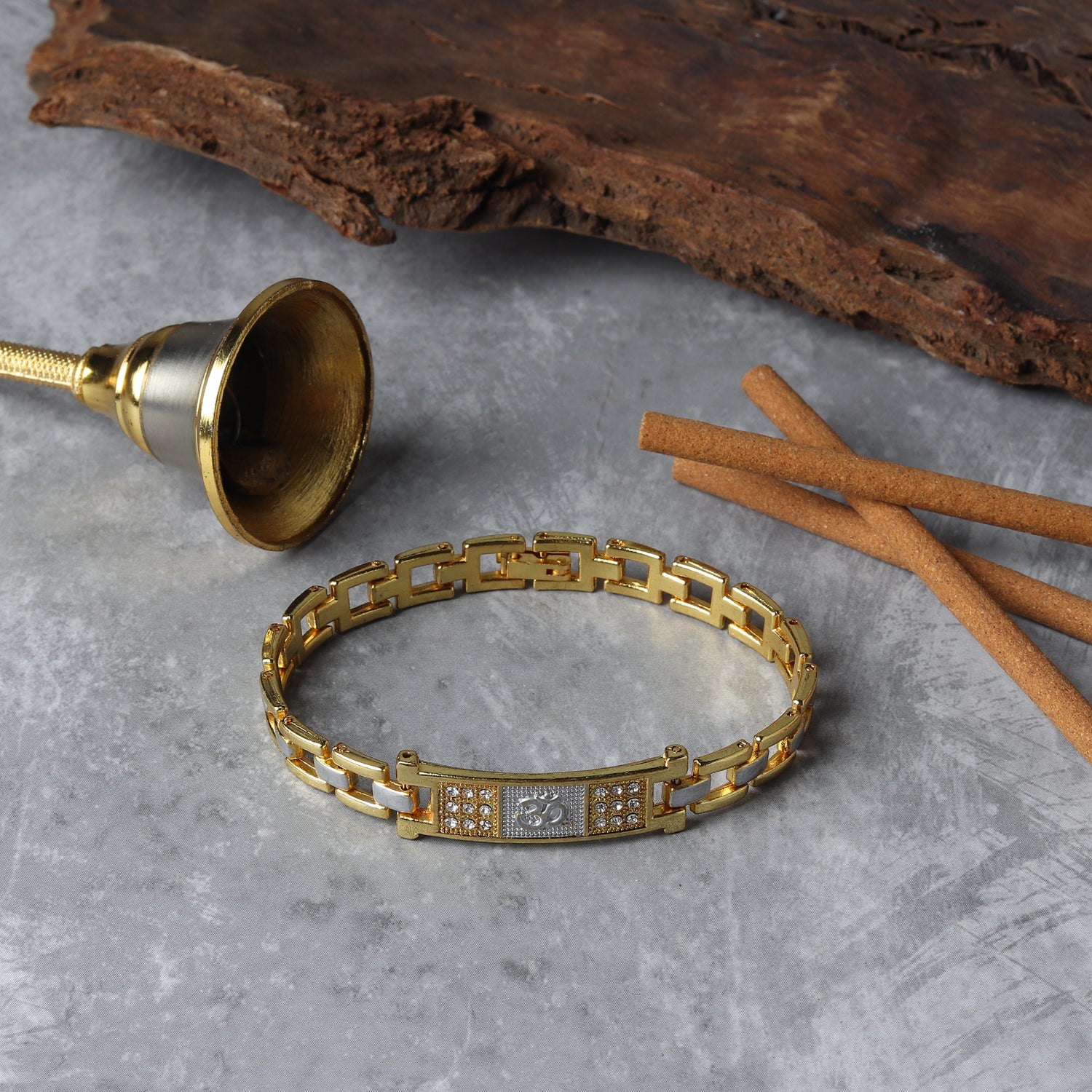 Gold Plated Duotone Om Serenity Bracelet