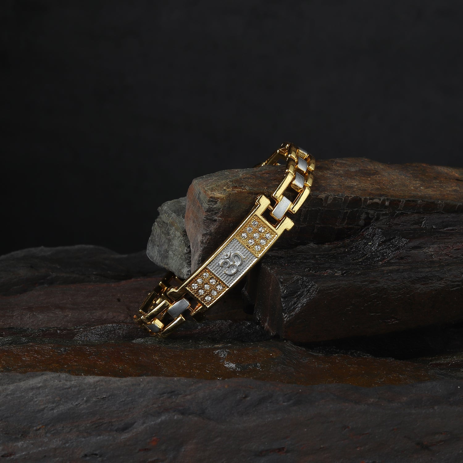 Gold Plated Duotone Om Serenity Bracelet