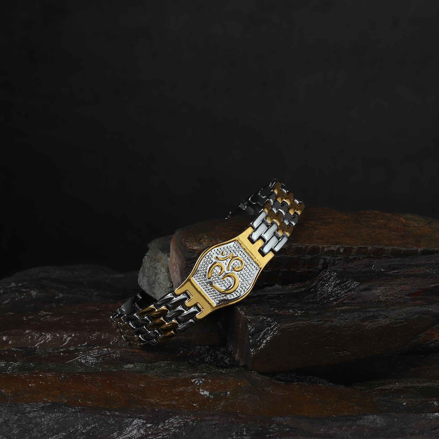 Om Gold Plated Duotone Bracelet