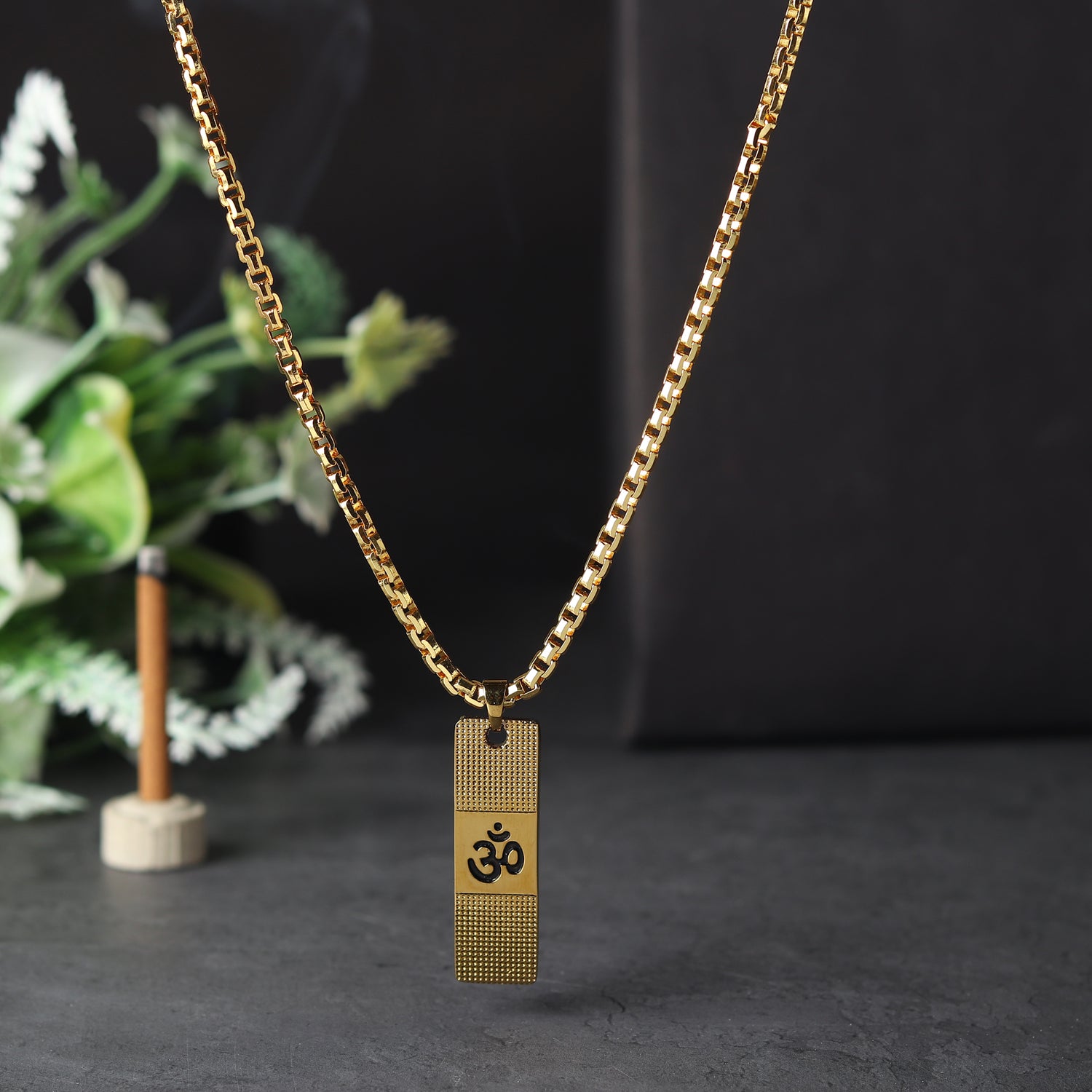 Gold Plated OM Pendant With Chain