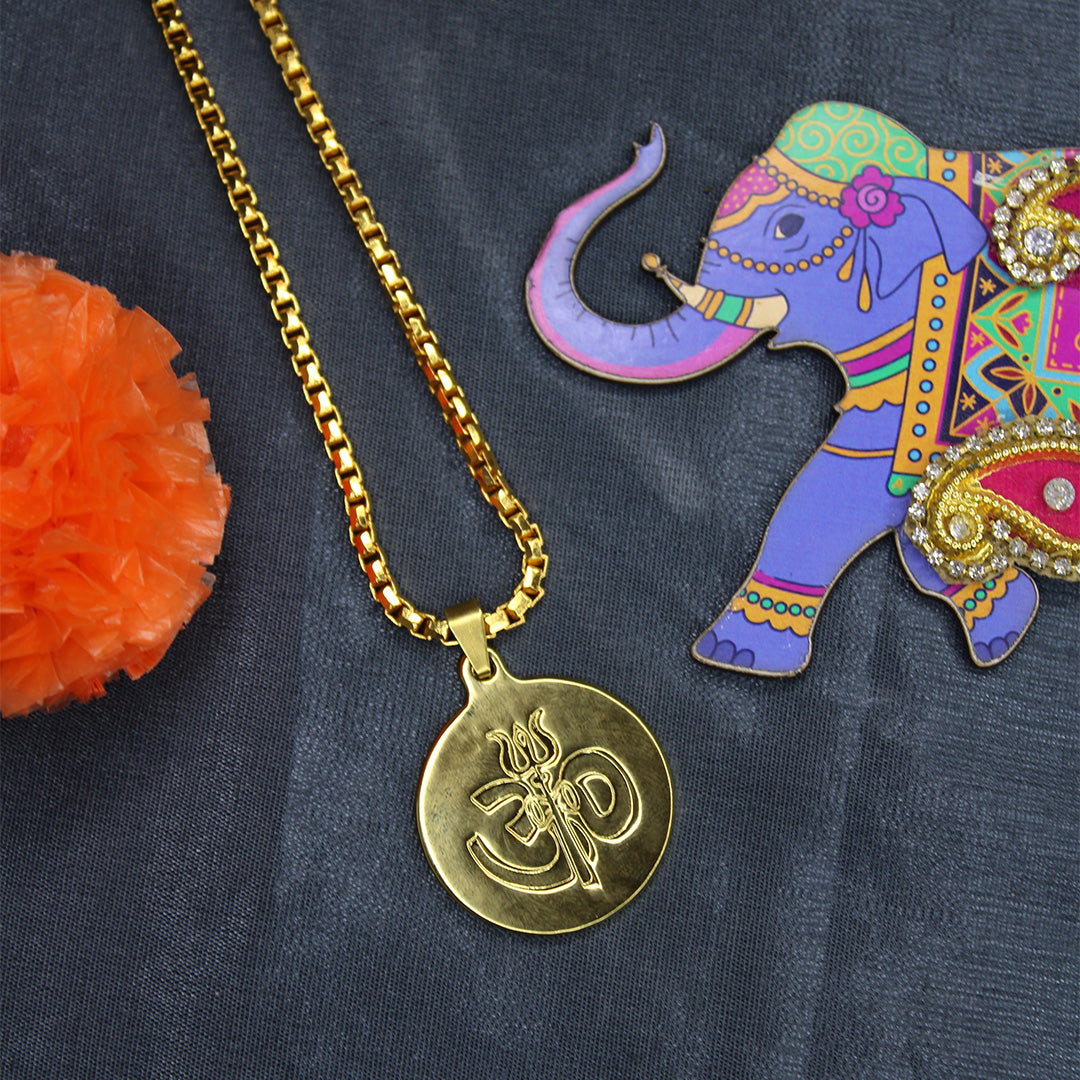 Gold Plated OM Coin Necklace