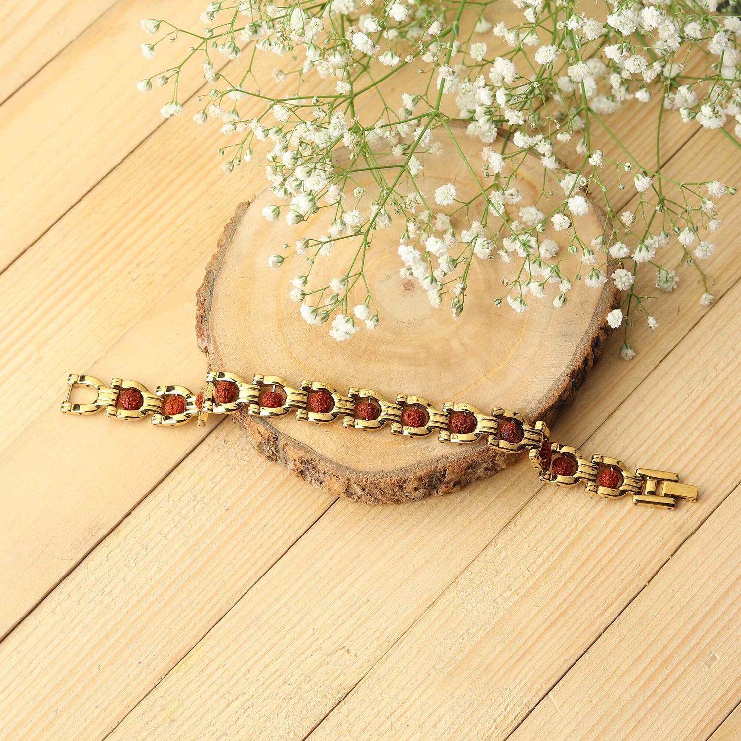 Semi circle Gold Plated Rudraksha Bracelet