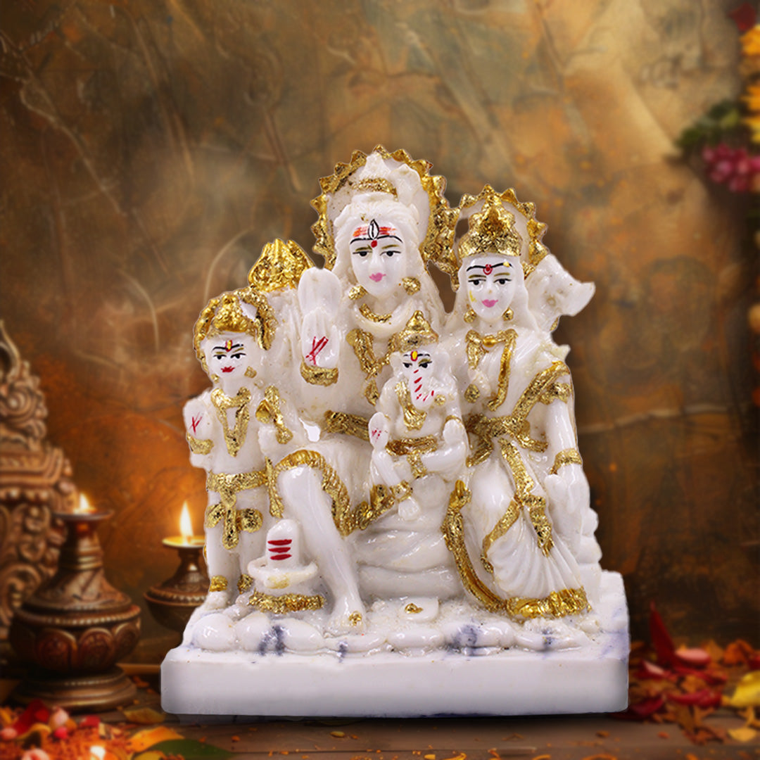 Lord Shiv Parvati Divine Idol - Marble Finish