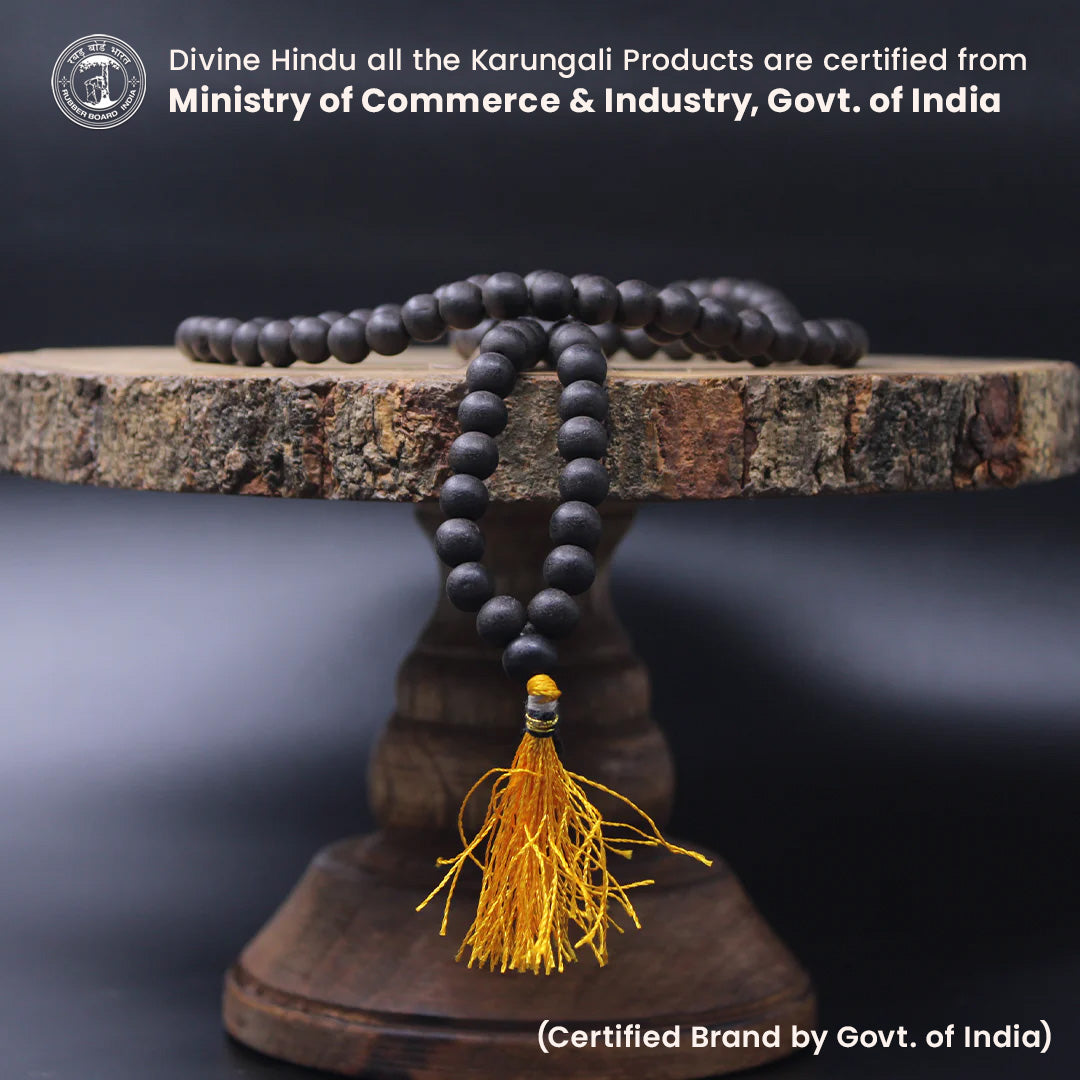 Original Karungali Malai 108-Beads Ebony Wood with Govt. Certified