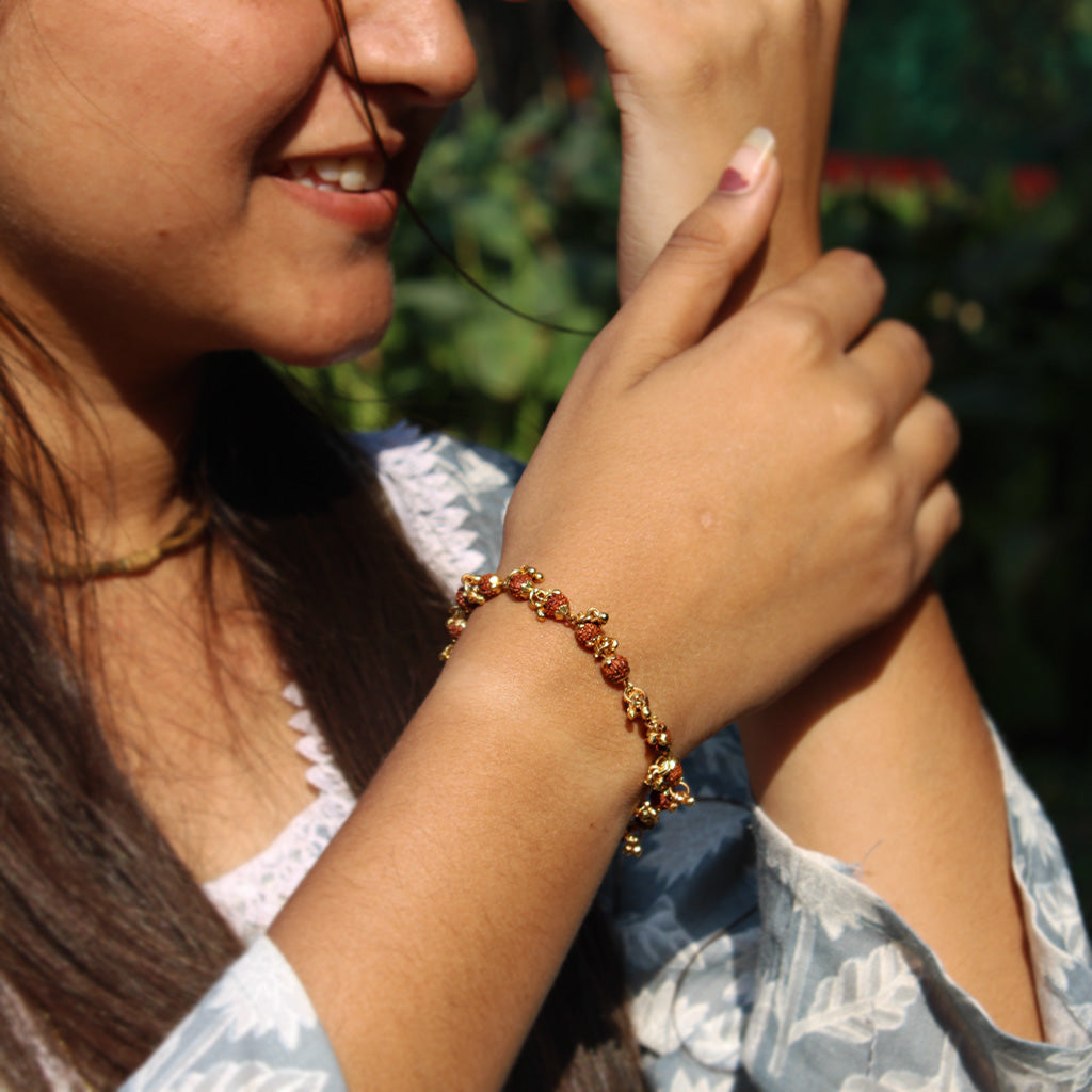 Gold Plated Rudraksha Bracelet For Women