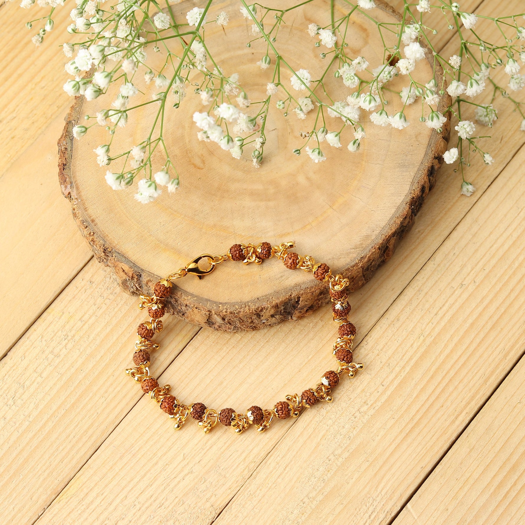 Gold plated rudraksha bracelet for women