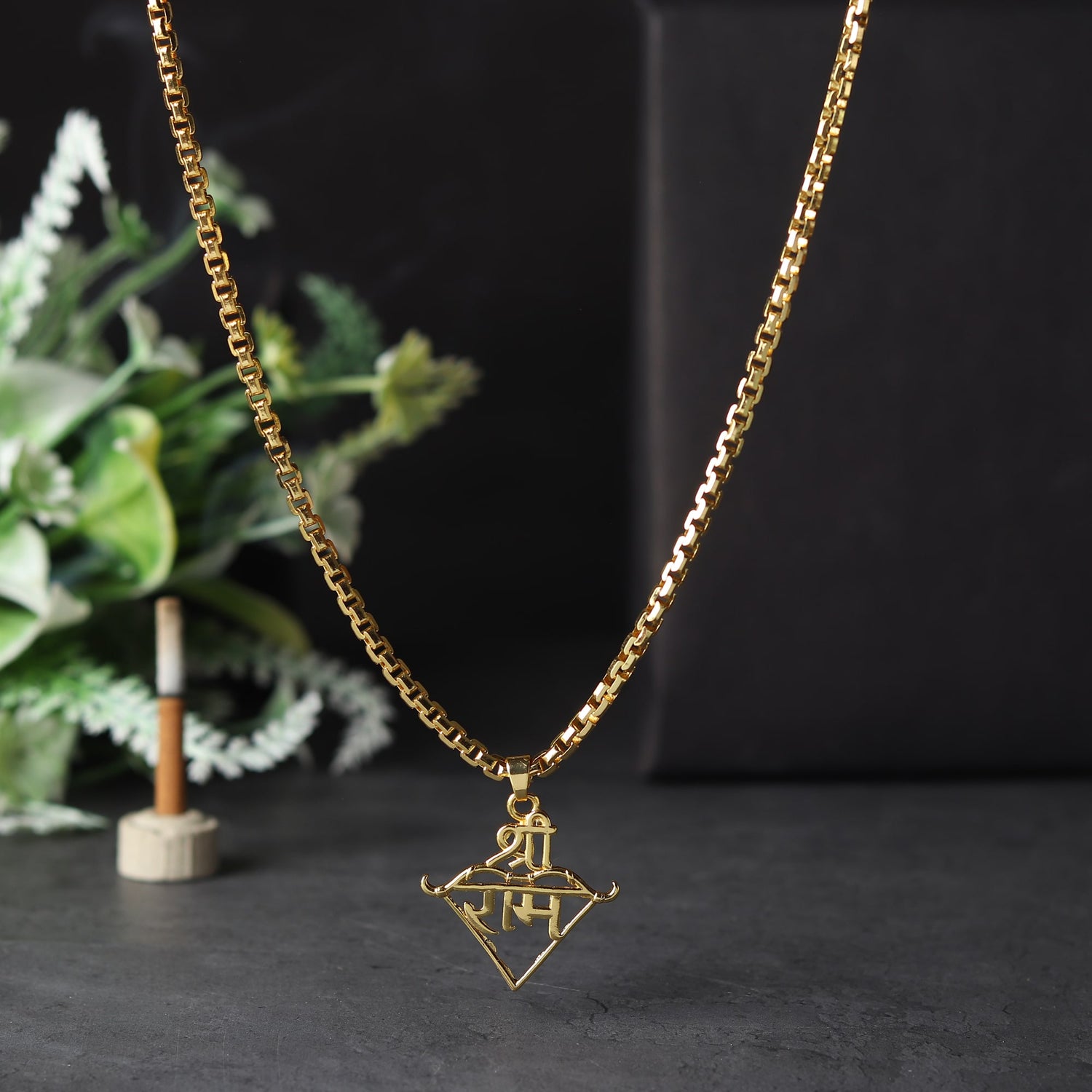 Stylish Gold Plated Ram Baan Dhanus Pendant Necklace