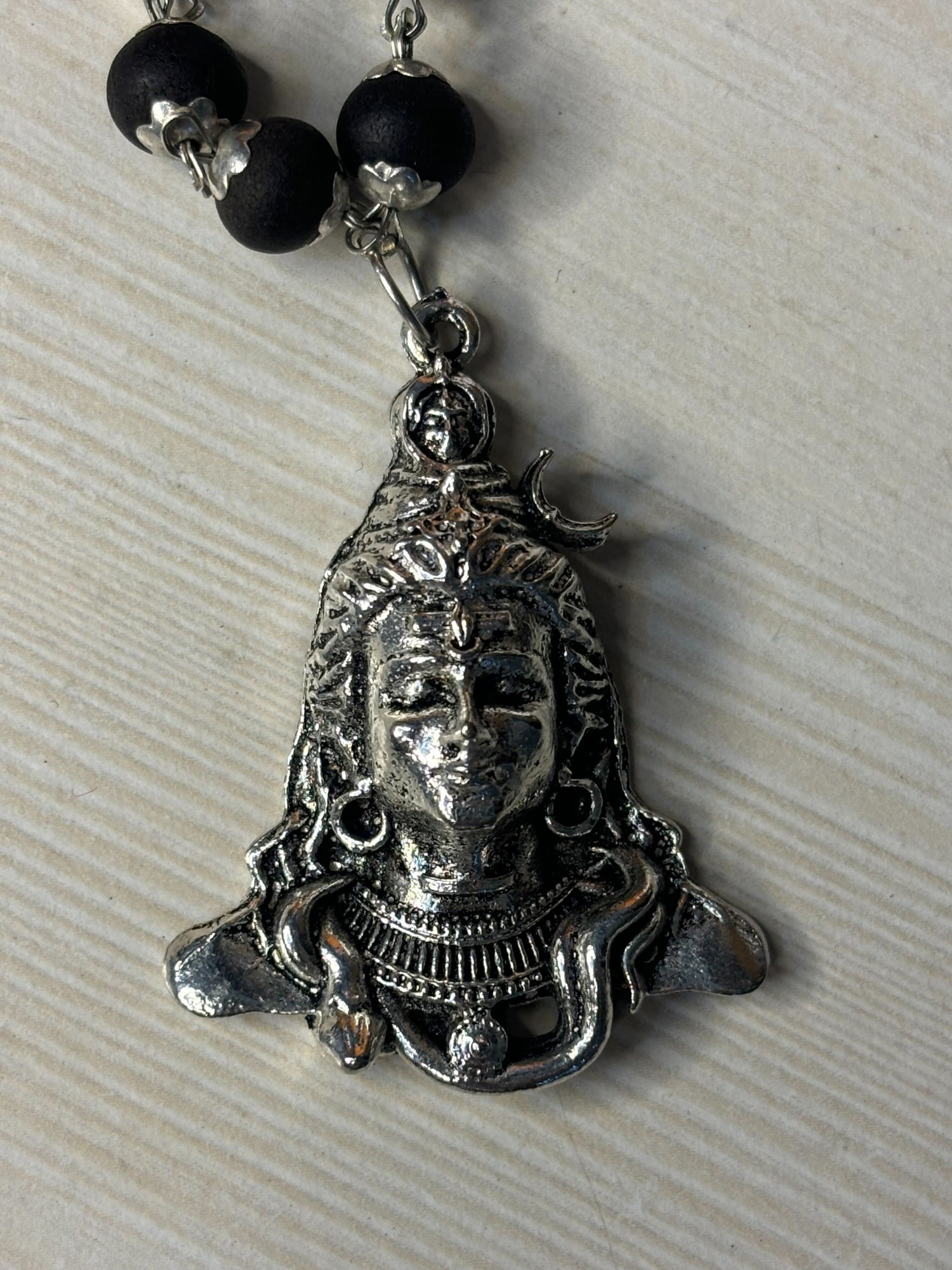 Shiv Pendant Karungali Malai Silver Necklace with Govt. Certification