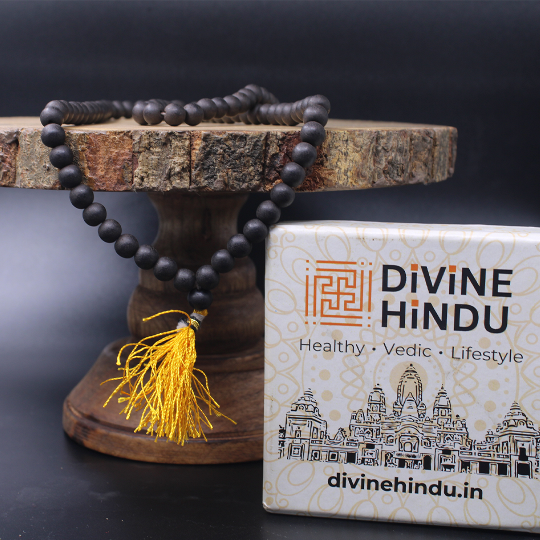 Divine Hindu Traditional Karungali Malai Made from 108 Ebony Wood Beads