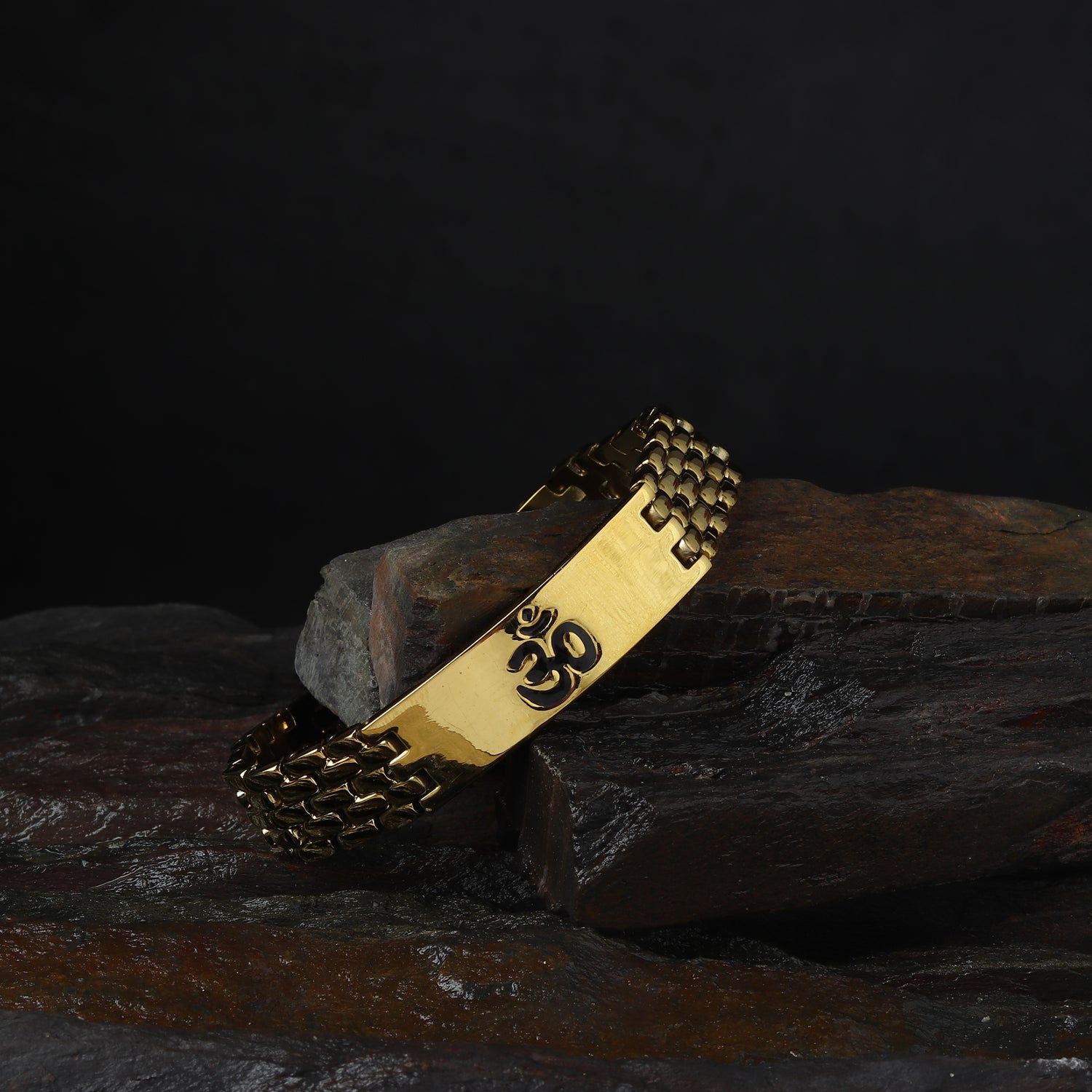 Gold Plated Om Grid Bracelet