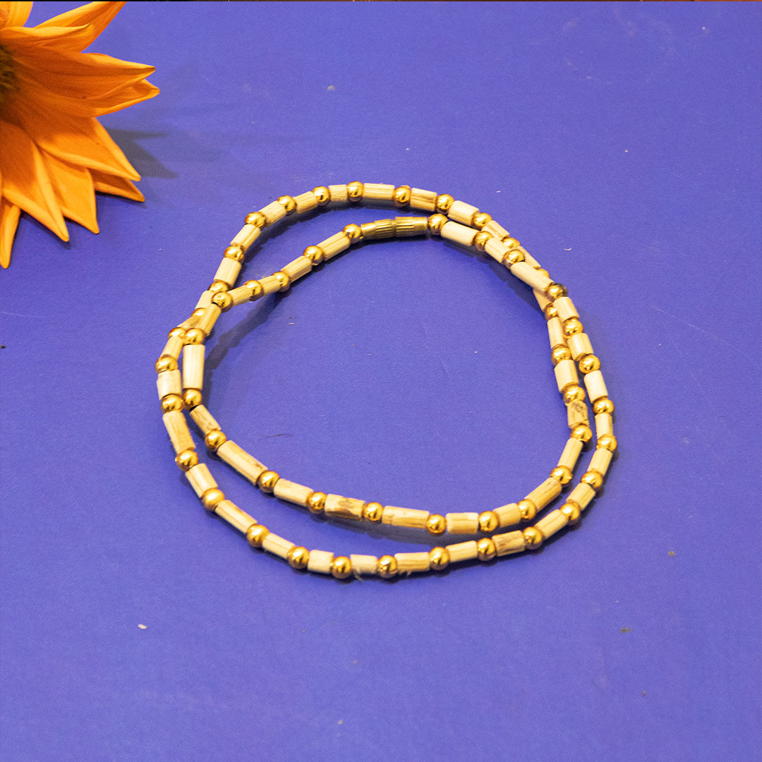 Golden Accented  Tulsi Kanthi Mala | Original Tulsi beads mala